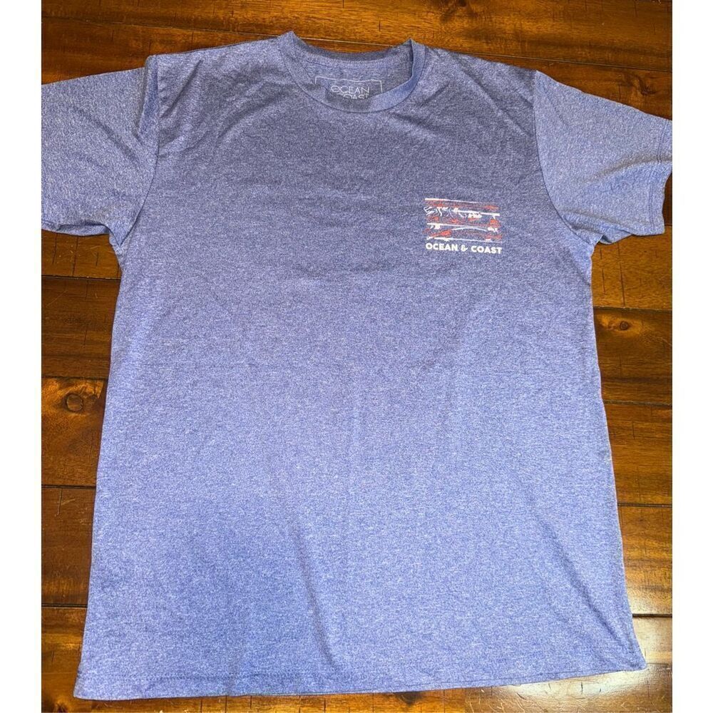 Ocean & Coast Blue Mens Short Sleeve Fishing Tee Size Medium